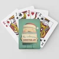 Cute Santa Holding Customizable Banner Poker Cards