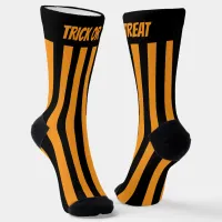 Trick or Treat Witch Orange Black Stripes Socks