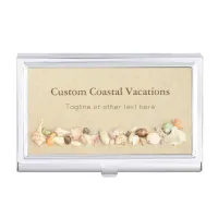 Beach Sand with Seashells Custom Business Card Case