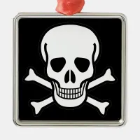 Skull and Crossbones Metal Ornament