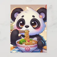 Cute Panda Bear Eating Ramen Postcard