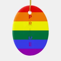 LGBT Pride Rainbow Flag Ceramic Ornament