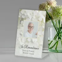 White Hydrangea Floral Celebration of Life Funeral Pedestal Sign