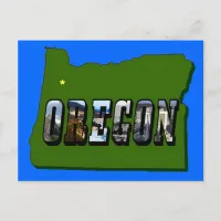 Oregon Map and Picture Text Postcard