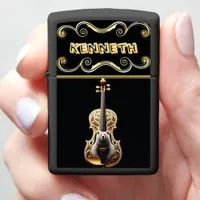 Acoustic Violin Artwork Featuring Grizzly Bear Zippo Lighter