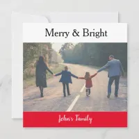 Merry and Bright Minimalist Trendy Christmas Photo Holiday Card