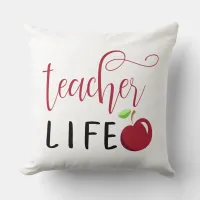 teacher life red apple teachers throw pillow