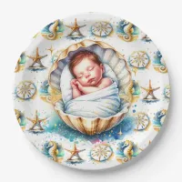 Coastal Themed Beachy Boy's Baby Shower Paper Plates