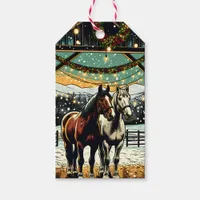 Merry Christmas Cartoon Horses   Gift Tags