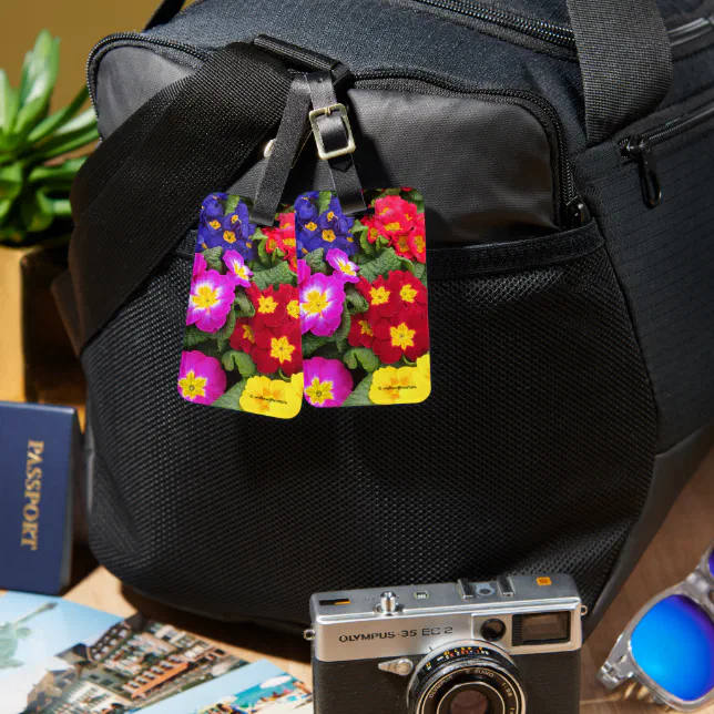 Colorful Springtime Medley of Primulas Floral Luggage Tag