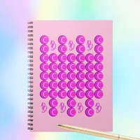 Pink retro pattern in trendy style with monogram notebook