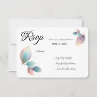 Ethereal Beauty Soft Tone Whimsical Pastel Leaves RSVP Card