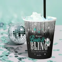 Boots 'n Bling Disco Bachelorette Teal ID925 Paper Cups