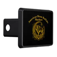 Bison Standing in a Floral Crescent Moon Design Hitch Cover