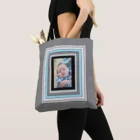 Personalized blue and black baby photo Tote Bag