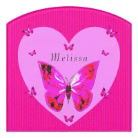 Red Purple Butterflies Fancy Script Custom Name Door Sign