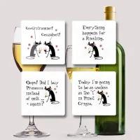 White Wine Quotes Cabernet Cat Coaster Set