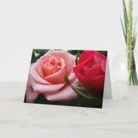 Mothers Day Pink and Red Rose Card