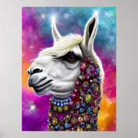 Colorful Jeweled Llama Poster