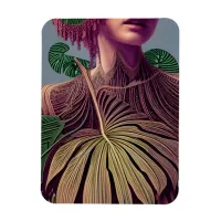 Woman in Monstera Deliciosa Leaves Magnet