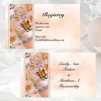 Orange Floral Butterfly Wedding Gift Registry Enclosure Card