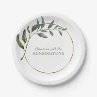 Elegant Chic Christmas Gold Foil Greenery Paper Plates