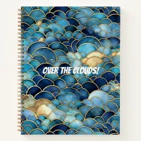 Trendy Stylish Watercolor Blue Clouds Notebook
