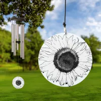 Black and White Sunflower Wind Chime