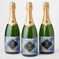 Elegant 9th Lapis Lazuli Wedding Anniversary Sparkling Wine Label