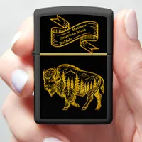 Bison in a Forest Illustration Zippo Lighter