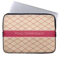  Sand Art Deco Pattern with Magenta Name Stripe Laptop Sleeve