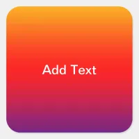 Spectrum of Horizontal Colors Your Text Square Sticker