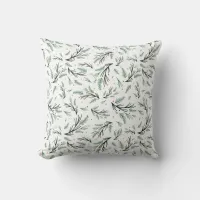 Green Pine Branch Pattern Throw Pillow