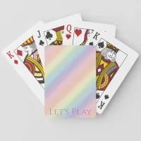 "Let's Play" Diagonal Pastel Rainbow Colors Poker Cards