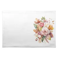 Blessings Fall Floral and Leaves Cloth Placemat