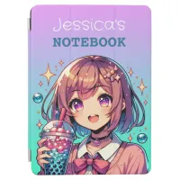 Cute Anime Girl Holding Bubble Tea Personalized iPad Air Cover