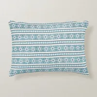 Southwest Winter Snowflakes & Pine Trees Blue Accent Pillow