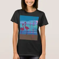 Pink Flamingo Couple at Sunset Women's T-Shirt