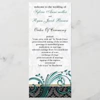 damask aqua Wedding program