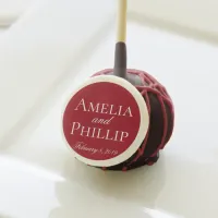 Elegant Garnet Red and White Wedding Cake Pop