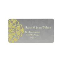 "yellow gray" elegance return address label