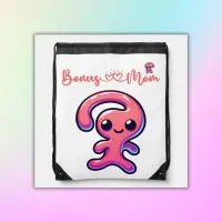 Bonus Mom - Modern in Pink & White | Drawstring Bag
