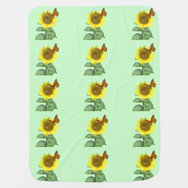 Pretty Sunflower and Butterfly Receiving Blanket