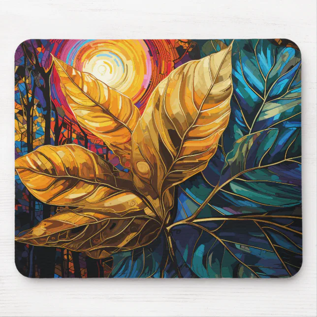 Moon and Leaves Forest  Mouse Pad