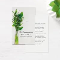 Greenery in Vase Funeral Service Prayer Card