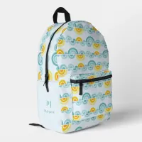 Abstract sun and clouds curved pattern printed backpack