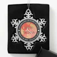 Elegant 2nd 29th Garnet Wedding Anniversary Snowflake Pewter Christmas Ornament