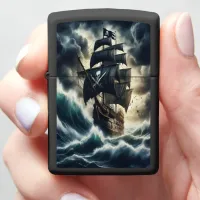 Pirate Ship In A Stormy Sea Zippo Lighter