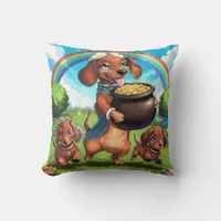 One lucky dachshund mom throw pillow