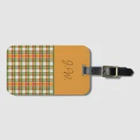 Orange and Green Gingham Luggage Tag